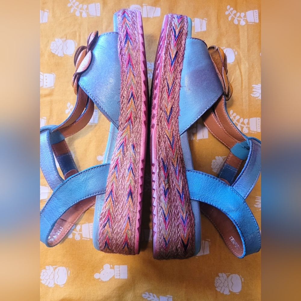 Spring Step L'Artiste Blue and Brown Sandals Size 38=7.5 (68) - Picture 7 of 15